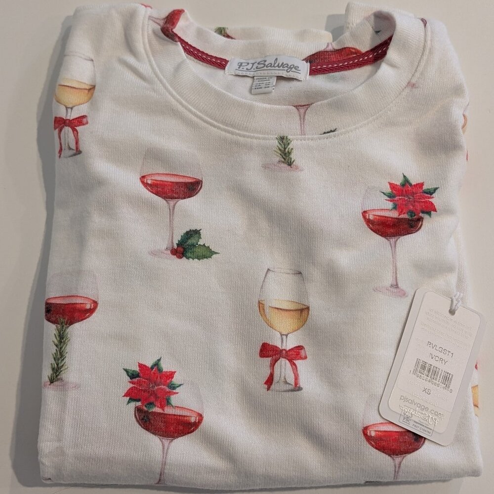 PJ Salvage "Let's Get Toasty" Holiday Wine PJ Long Sleeve Top & Bottom Set